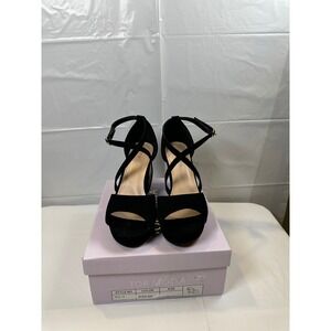 Top Moda Asia-75 Womens Black Nubuck Platform Block Heel Sandals Size 6.5‎